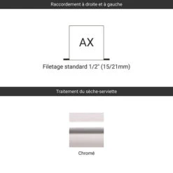 Sèche-serviette Chauffage Central - Noir Mat - Raccordement Aux Extrémités - Rétro S -Sèche-Serviettes raccordement ax chrome