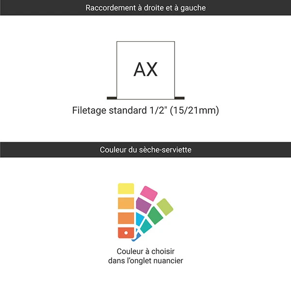 Sèche-serviette Chauffage Central - Raccordement Aux Extrémités - Couleur Au Choix - Rétro S 5 Sèche-serviette Chauffage Central - Raccordement Aux Extrémités - Couleur Au Choix - Rétro S – Image 3