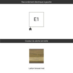 Sèche-serviette électrique - Laiton Brossé Mat - Raccordement à Gauche - Rétro/E1 -Sèche-Serviettes raccordement e1 brushed brass