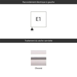 Sèche-serviette électrique - Chromé - Raccordement à Gauche - Rétro/E1 8 Sèche-serviette électrique - Chromé - Raccordement à Gauche - Rétro/E1 -Sèche-Serviettes raccordement e1 chrome