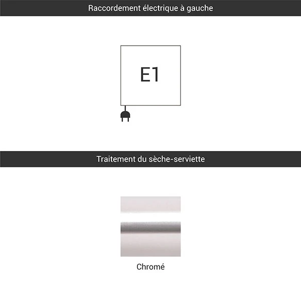 Sèche-serviette électrique - Chromé - Raccordement à Gauche - Rétro/E1 5 Sèche-serviette électrique - Chromé - Raccordement à Gauche - Rétro/E1 – Image 3