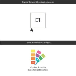 Sèche-serviette électrique - Couleur Au Choix - Raccordement à Gauche - Rétro/E1 -Sèche-Serviettes raccordement e1 couleur 1