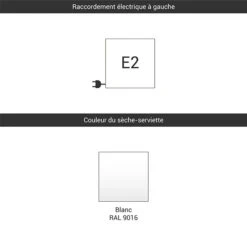 Seche Serviette Horizontal électrique Blanc - Raccordement à Gauche - Angus/E2B 8 Seche Serviette Horizontal électrique Blanc - Raccordement à Gauche - Angus/E2B -Sèche-Serviettes raccordement e2 blanc