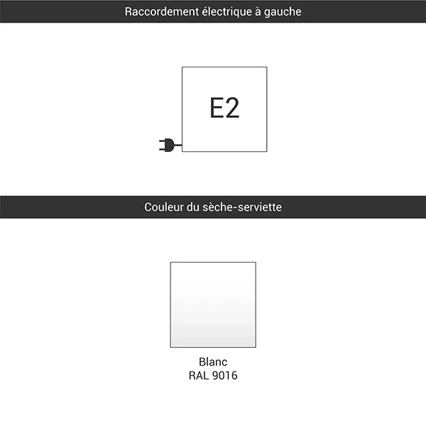 Seche Serviette Horizontal électrique Blanc - Raccordement à Gauche - Angus/E2B 5 Seche Serviette Horizontal électrique Blanc - Raccordement à Gauche - Angus/E2B – Image 3