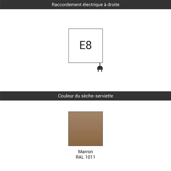 Sèche-serviette électrique - Marron - Raccordement à Droite - Zigzag/E8 4 Sèche-serviette électrique - Marron - Raccordement à Droite - Zigzag/E8 – Image 2