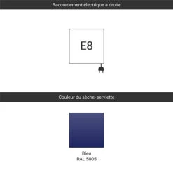 Sèche-serviette électrique - Bleu Majorelle - Raccordement à Droite - Zigzag/E8 -Sèche-Serviettes raccordement e8 5005