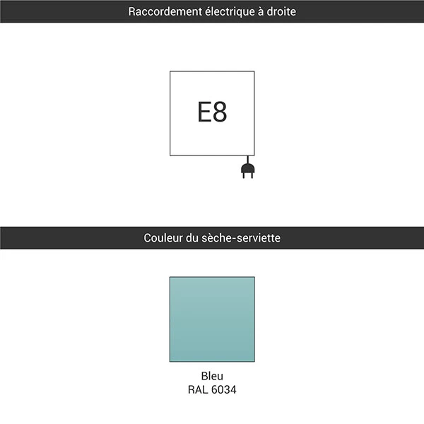 Sèche-serviette électrique - Turquoise Pastel - Raccordement à Droite - Zigzag/E8 4 Sèche-serviette électrique - Turquoise Pastel - Raccordement à Droite - Zigzag/E8 – Image 2