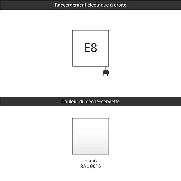 Sèche-serviette électrique Blanc - Raccordement à Droite - Lima/PE8B 5 Sèche-serviette électrique Blanc - Raccordement à Droite - Lima/PE8B – Image 3