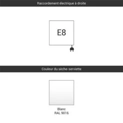Sèche-serviette électrique Blanc - Raccordement à Droite - Vivo/E8B 7 Sèche-serviette électrique Blanc - Raccordement à Droite - Vivo/E8B -Sèche-Serviettes raccordement e8 blanc 23