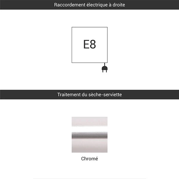 Sèche-serviette Chromé électrique - Raccordement à Droite - Zigzag/E8 5 Sèche-serviette Chromé électrique - Raccordement à Droite - Zigzag/E8 – Image 3