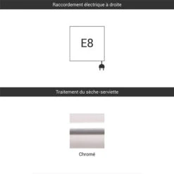 Sèche-serviette Chromé électrique - Raccordement à Droite - Domi/E8 -Sèche-Serviettes raccordement e8 chrome 14