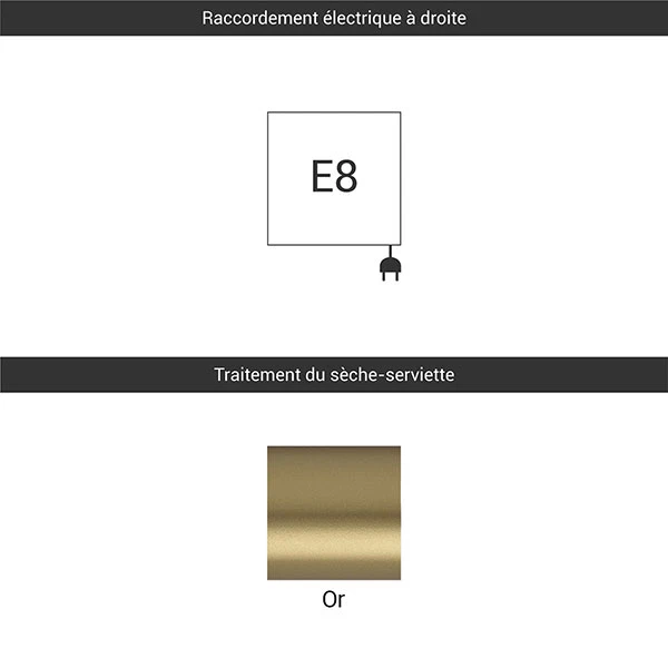 Sèche-serviette électrique - Doré - Raccordement à Droite - Stand 4 Sèche-serviette électrique - Doré - Raccordement à Droite - Stand – Image 2