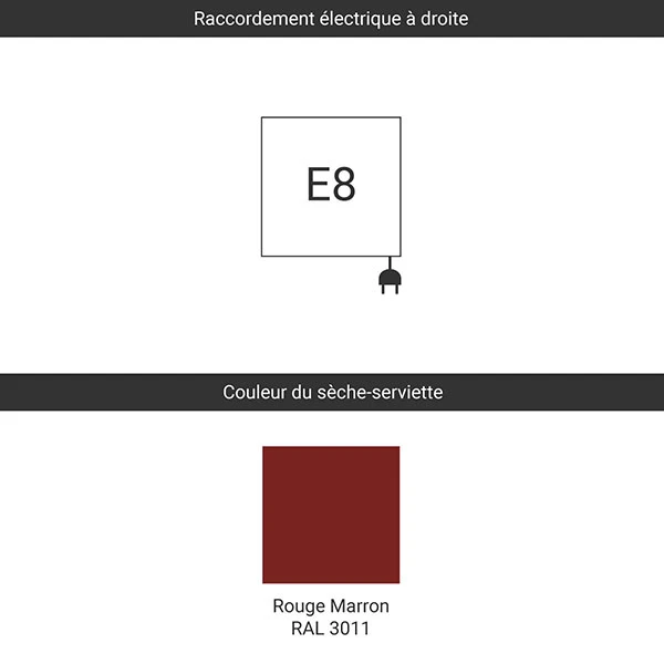 Sèche-serviette - Rouge Marron - Raccordement à Droite - Fiona/PE8/3011 5 Sèche-serviette - Rouge Marron - Raccordement à Droite - Fiona/PE8/3011 – Image 3