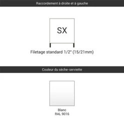 Sèche-serviette Chauffage Central Blanc - Raccordement Aux Extrémités - Warp T -Sèche-Serviettes raccordement sx blanc 11