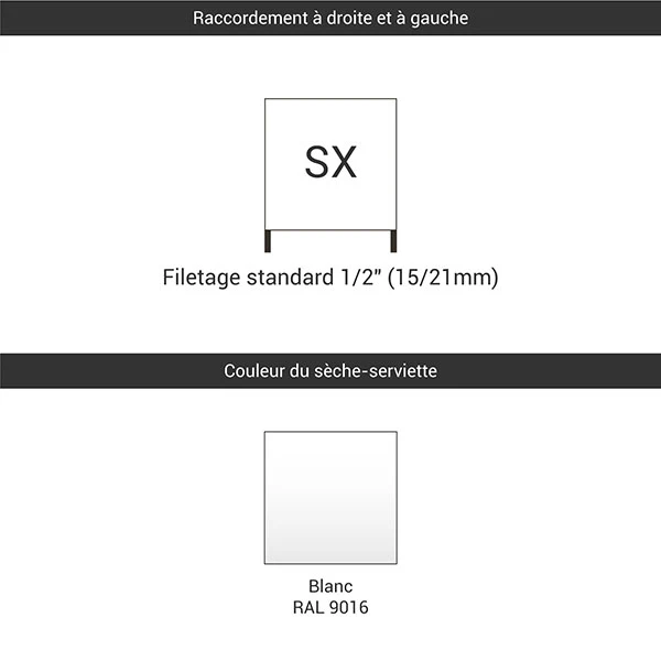 Sèche-serviette Chauffage Central - Blanc - Raccordement Aux Extrémités - Largeur 430mm 5 Sèche-serviette Chauffage Central - Blanc - Raccordement Aux Extrémités - Largeur 430mm – Image 3