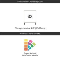 Sèche-serviette Chauffage Central - Couleur Au Choix - Raccordement Aux Extrémités - Jade/SX -Sèche-Serviettes raccordement sx couleur 3