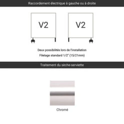 Sèche-serviette Chromé Mixte - Raccordement Aux Extrémités - Jade/V2 8 Sèche-serviette Chromé Mixte - Raccordement Aux Extrémités - Jade/V2 -Sèche-Serviettes raccordement v2 chrome 4