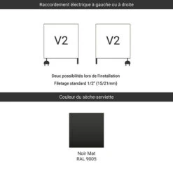 Petit Sèche-serviette Mixte Noir - Raccordement Aux Extrémités - Poc/V2N 7 Petit Sèche-serviette Mixte Noir - Raccordement Aux Extrémités - Poc/V2N -Sèche-Serviettes raccordement v2 noir 6