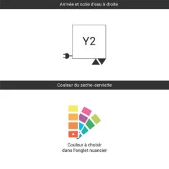 Sèche-serviette Horizontal Mixte - Couleur Au Choix - Raccordement à Gauche -Angus/Y2 -Sèche-Serviettes raccordement y2 couleur
