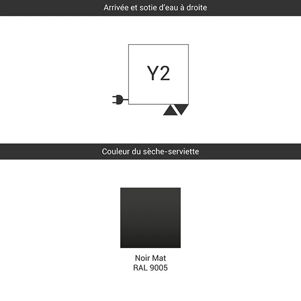 Sèche-serviette Horizontal Mixte Noir - Raccordement à Gauche - Angus/Y2N 5 Sèche-serviette Horizontal Mixte Noir - Raccordement à Gauche - Angus/Y2N – Image 3