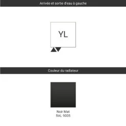 Sèche-serviette Design - Chauffage Central - Noir Mat - Michelle/YLN -Sèche-Serviettes raccordement yl noir 4