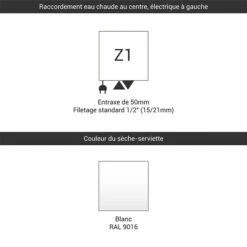 Sèche-serviette Mixte - Blanc - Bone/Z1B -Sèche-Serviettes raccordement z1 blanc 1