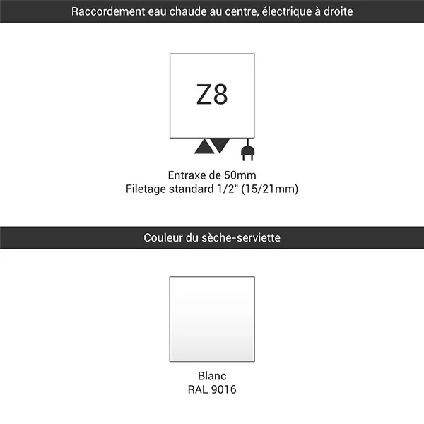 Sèche-serviette Mixte Blanc - Raccordement Au Centre Et à Droite - Tytus/Z8B 5 Sèche-serviette Mixte Blanc - Raccordement Au Centre Et à Droite - Tytus/Z8B – Image 3