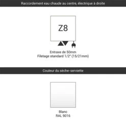 Sèche-serviette Mixte - Blanc - Raccordement Au Centre Et à Droite - Lena/G/Z8B -Sèche-Serviettes raccordement z8 blanc 7