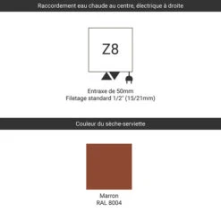Sèche-serviette Horizontal - Raccordement Au Centre Et à Droite - Lima/Z88004 6 Sèche-serviette Horizontal - Raccordement Au Centre Et à Droite - Lima/Z88004 -Sèche-Serviettes raccordement z8 marron ral 8004
