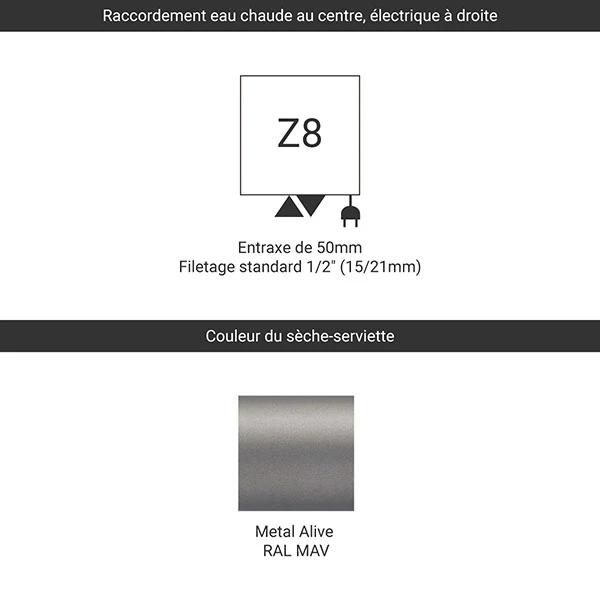 Sèche-serviette Mixte - Raccordement Au Centre Et à Droite - Mike/Z8MAV 5 Sèche-serviette Mixte - Raccordement Au Centre Et à Droite - Mike/Z8MAV – Image 3