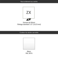 Petit Sèche-serviette Blanc Chauffage Central - Raccordement Au Centre - Marlin/ZXB 8 Petit Sèche-serviette Blanc Chauffage Central - Raccordement Au Centre - Marlin/ZXB -Sèche-Serviettes raccordement zx blanc 23