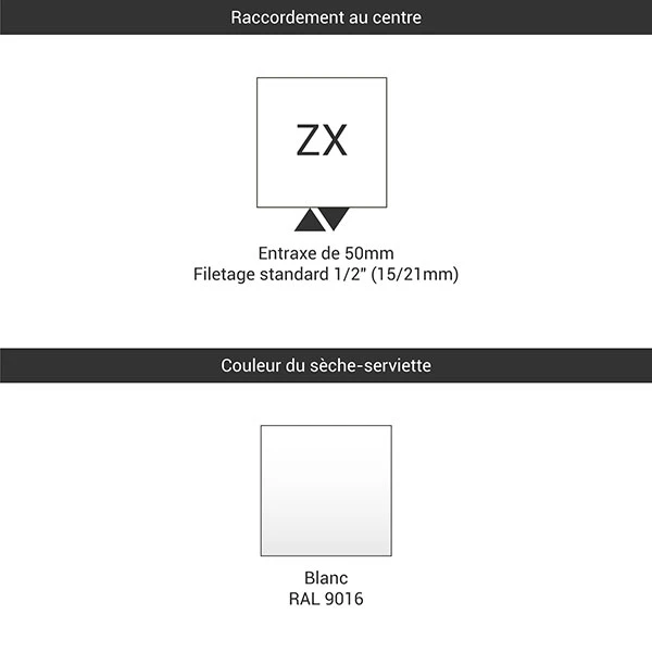 Petit Sèche-serviette Blanc Chauffage Central - Raccordement Au Centre - Poc/ZXB 5 Petit Sèche-serviette Blanc Chauffage Central - Raccordement Au Centre - Poc/ZXB – Image 3