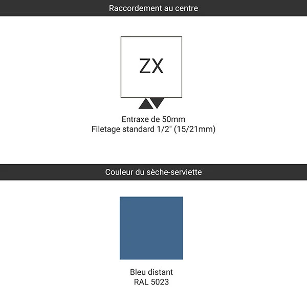 Sèche-serviette Chauffage Central - Bleu Distant - Raccordement Au Centre - Alex 4 Sèche-serviette Chauffage Central - Bleu Distant - Raccordement Au Centre - Alex – Image 2