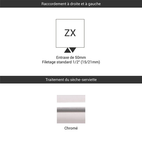 Sèche-serviette Chromé - Chauffage Central - Largeur 430mm - Mike/430/ZX 5 Sèche-serviette Chromé - Chauffage Central - Largeur 430mm - Mike/430/ZX – Image 3