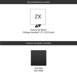 Sèche-serviette Chauffage Central - Noir Mat - Raccordement Au Centre - Tytus/ZXN 7 Sèche-serviette Chauffage Central - Noir Mat - Raccordement Au Centre - Tytus/ZXN -Sèche-Serviettes raccordement zx noir 8