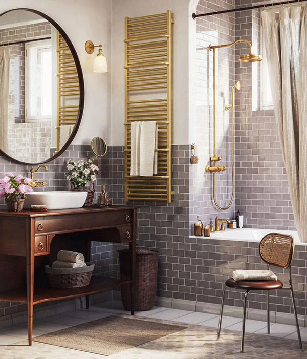 Sèche-serviette Mixte - Doré - Raccordement Aux Extrémités - Lima 5 Sèche-serviette Mixte - Doré - Raccordement Aux Extrémités - Lima – Image 3