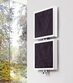 Sèche-serviette Eau Chaude Blanc - 2 Tablettes étendage - Raccordement Au Centre