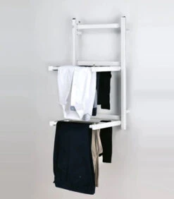 Sèche-serviette Eau Chaude - Blanc - 2 à 4 Tablettes D'étendage - Stendy -Sèche-Serviettes radiateur etendage blanc design fonctionnel stendy 1
