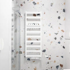 Sèche-serviette Mixte Blanc - Raccordement Aux Extrémités - Vivo/V2B 7 Sèche-serviette Mixte Blanc - Raccordement Aux Extrémités - Vivo/V2B -Sèche-Serviettes radiateur etroit blanc sdb terrazzo design vivo