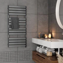 Sèche-serviette Chauffage Central - Poivre Et Sel - Raccordement Aux Extrémités - Warp T/SX 7 Sèche-serviette Chauffage Central - Poivre Et Sel - Raccordement Aux Extrémités - Warp T/SX -Sèche-Serviettes radiateur poivre et sel sdb grise warp t 1