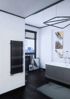 Sèche-serviette Chauffage Central Noir - Raccordement Au Centre - Quadb/ZXN -Sèche-Serviettes radiateur salle de bain quadb noir