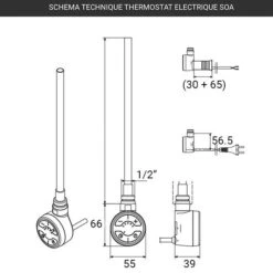 Thermostat électrique Polyvalent Et économe - Doré - SOA -Sèche-Serviettes schema technique electrique soa 3