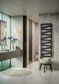 Sèche-serviette électrique Noir - Raccordement à Droite - Wind/E8N -Sèche-Serviettes sdb marbre seche serviette noir electrique wind