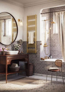 Sèche-serviette Mixte - Doré - Raccordement Aux Extrémités - Fiona/V2 7 Sèche-serviette Mixte - Doré - Raccordement Aux Extrémités - Fiona/V2 -Sèche-Serviettes seche serviette design dore carrelage metro fiona 2