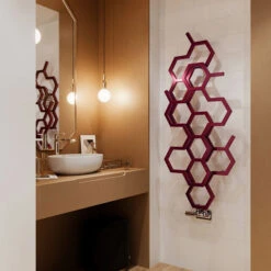 Sèche-serviette Design - Chauffage Central - Lie De Vin - Raccordement à Gauche - Hex/YL 7 Sèche-serviette Design - Chauffage Central - Lie De Vin - Raccordement à Gauche - Hex/YL -Sèche-Serviettes seche serviette design vin rouge hex