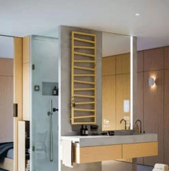 Sèche-serviette électrique - Doré - Raccordement à Droite - Zigzag/E8 -Sèche-Serviettes seche serviette dore sdb moderne zigzag