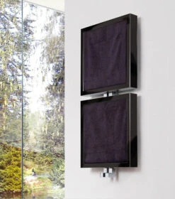 Sèche-serviette Eau Chaude Noir - 2 Tablettes D'étendage - BIS