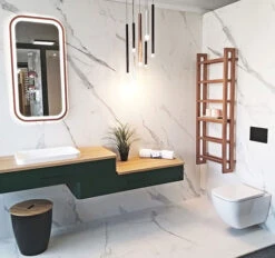 Sèche-serviette Mixte - Cuivre Lumineux - Raccordement Aux Extrémités - Stand/V2 -Sèche-Serviettes seche serviette etagere cuivre sdb marbre 2