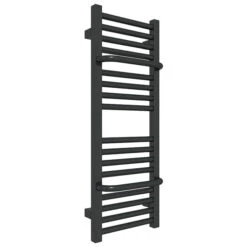 Sèche-serviette étroit - Chauffage Central - Noir Mat - Raccordement Au Centre - Lima/ZX