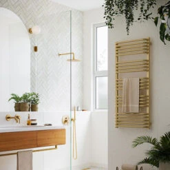 Sèche-serviette Mixte - Doré - Raccordement Au Centre Et à Droite - Alex/Z8 -Sèche-Serviettes seche serviette or sdb moderne alex 2